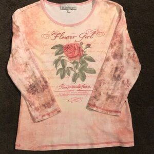 Women’s dress barn medium pink red flower girl